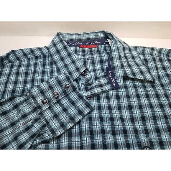 Wrangler Long Sleeve Snap Button Up Shirt Mens XL George Straight Blue Plaid - Picture 1 of 7
